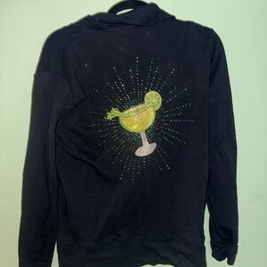 Margaritaville Black Sweater with Rhinestone Margarita Design